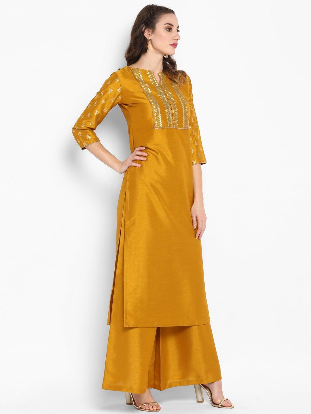 Designer Kurti Gold Printed Palazzo and Dupatta at Rs.699/Piece in jaipur  offer by Jaipur Apparels